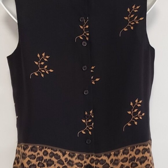 Vintage Silk Sleeveless Button Back Blouse Top Leopard Print Size 10 Field Manor - Picture 4 of 12